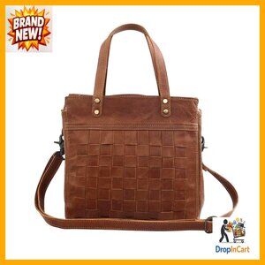 Leather Cowhide Shoulder Bag Handcrafted Vintage Boho Western Square Design